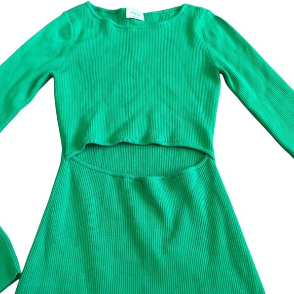 Wilfred Free Aritzia Long Sleeve Cutout Dress Green Stretch Size Small Womens - Picture 3 of 13